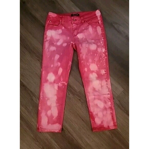 White House Black Market Denim - White House Black Market Red Tie Die Jeans Jr Girl Teen Womens Sz 0 Slim Crop